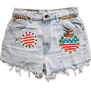 Vtg Levi's American Flag High Rise Shorts 29